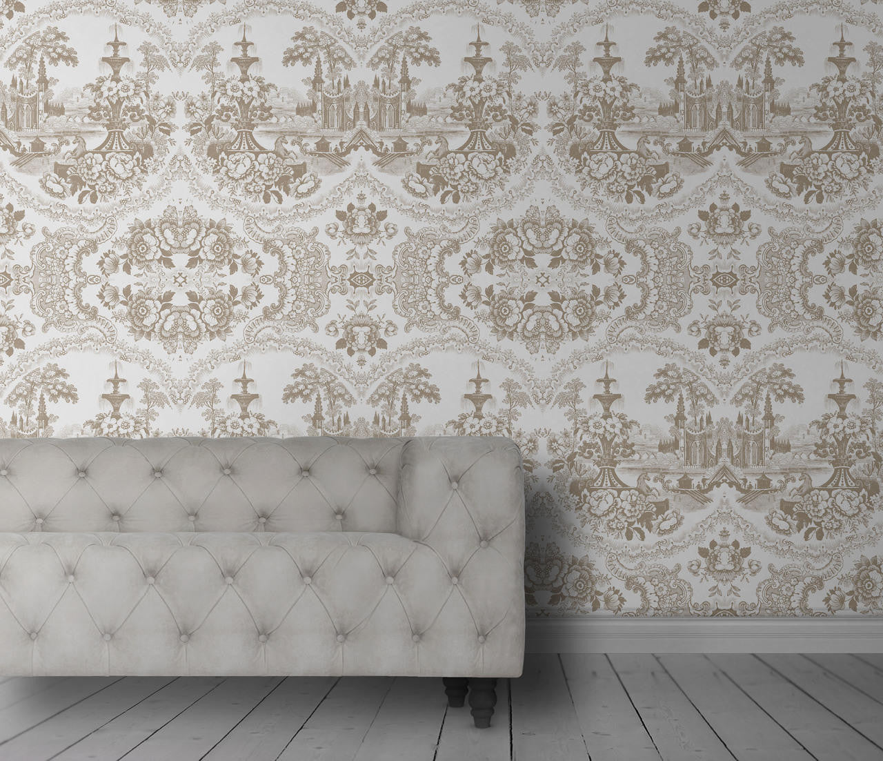 Mineheart Delft Baroque Tapete Beige 70cm x 10m Damast