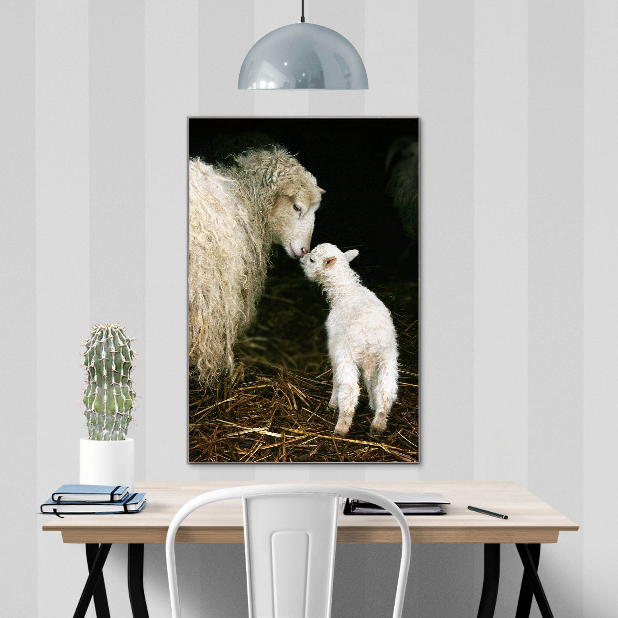 Banjado Magnettafel Glas 60x40cm Schaf und Lamm Tier