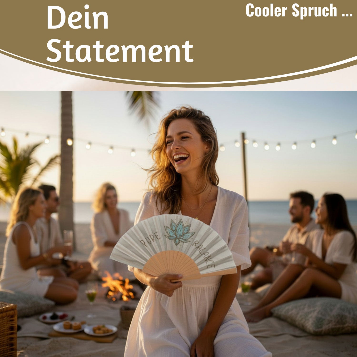LS-LebenStil Handfächer Pure Balance Grün 23x42cm