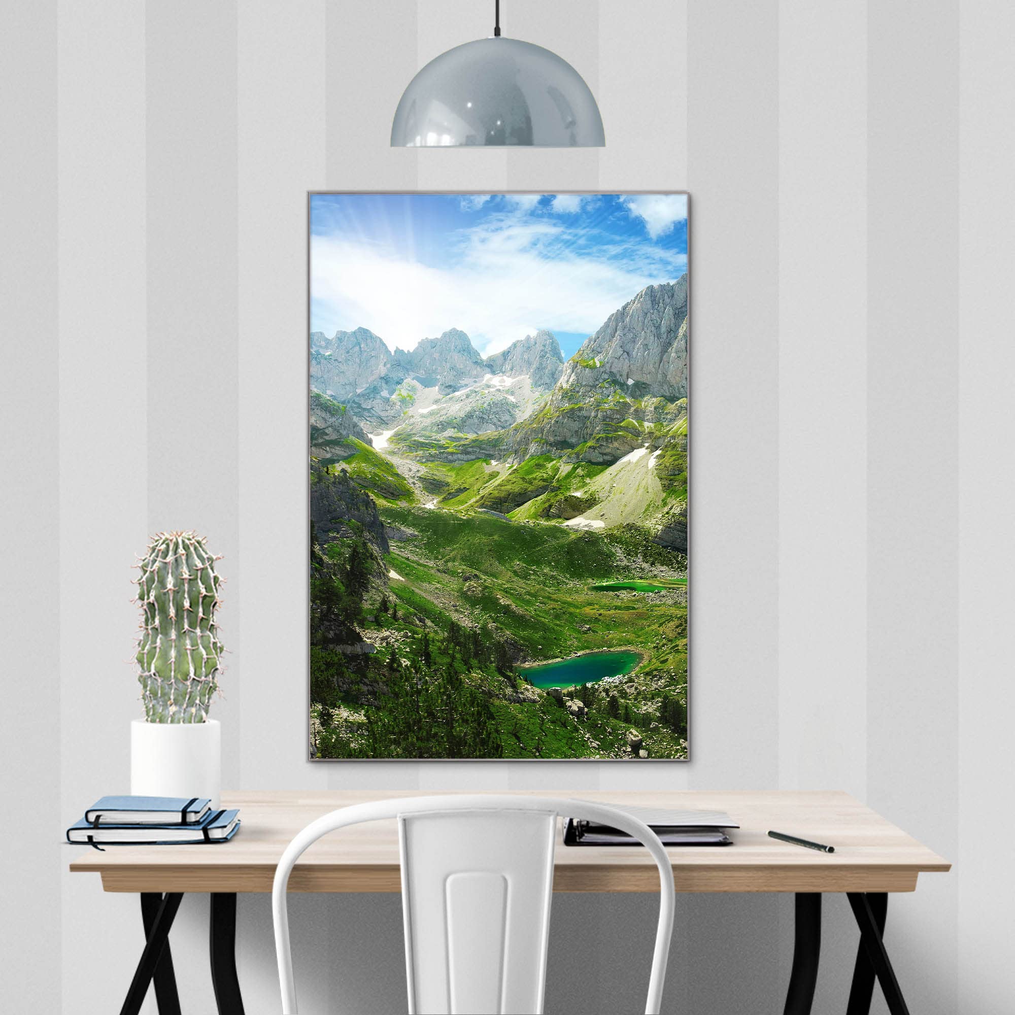 Banjado Magnettafel Glas 60x40 Bergsee Alpen beschreibbar