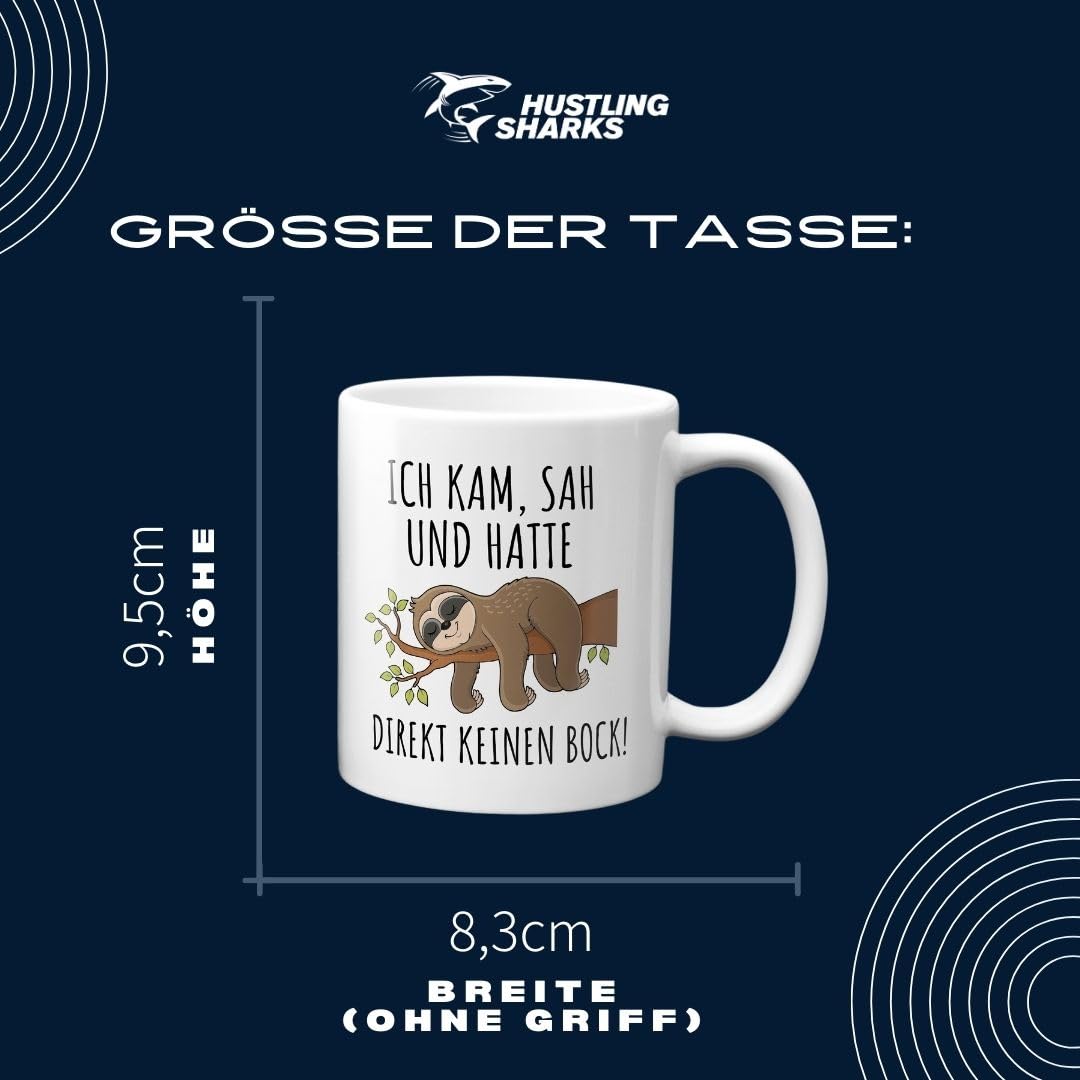 Hustling Sharks Kein Bock Faultier Tasse 330ml weiß