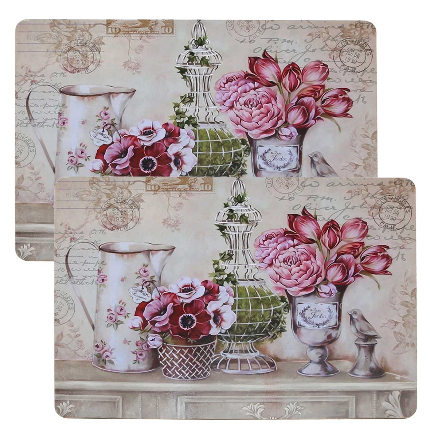 LS-LebenStil Vintage Blumen Tischset 40x30cm 2er Set abwaschbar
