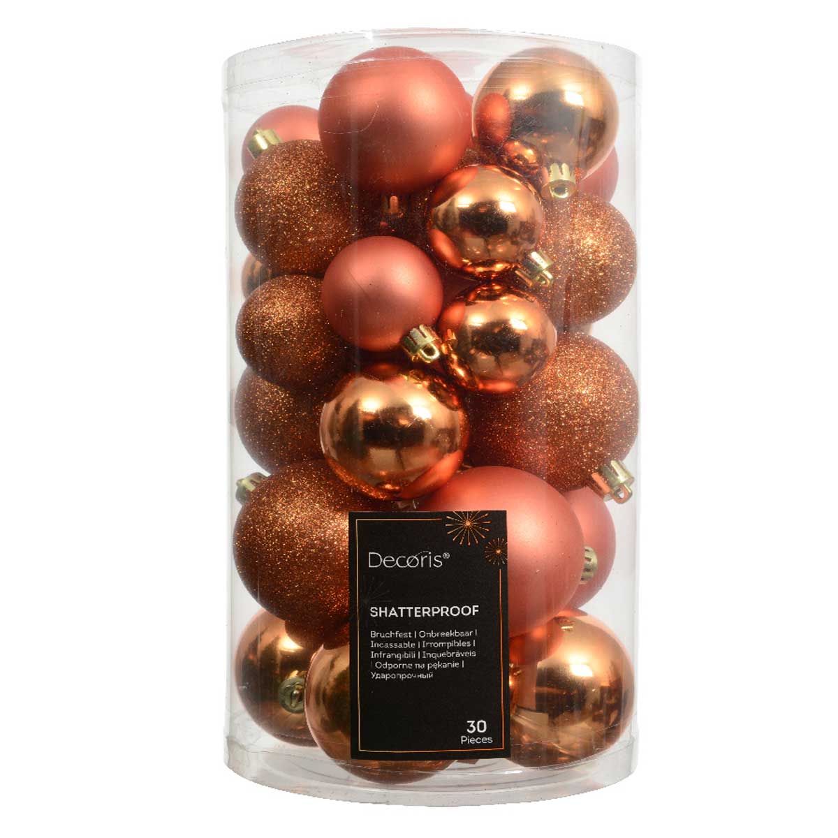 LS-LebenStil 30 Weihnachtskugeln Orange 4-6cm bruchsicher