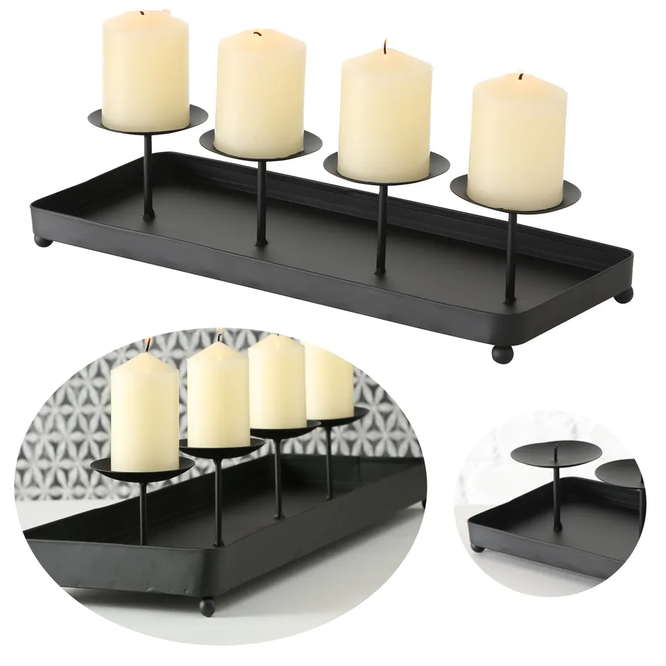 LS-LebenStil Möbel & Wohnen Kerzenschale Eisen 40cm Schwarz