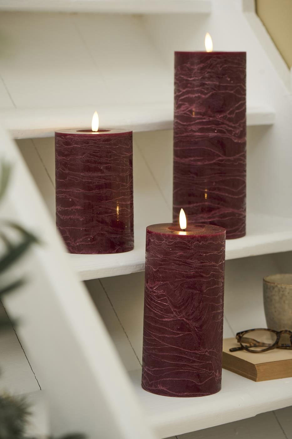 Ib Laursen LED Stumpenkerze Echtwachs 20cm Rot Nyhavn