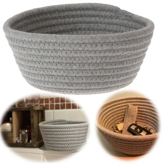 LS-LebenStil Odense Aufbewahrungskorb Grau 18cm Baumwolle