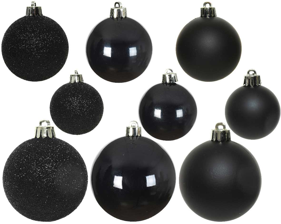 LS-LebenStil Christbaumkugeln Schwarz 30er Kunststoff 4-6cm