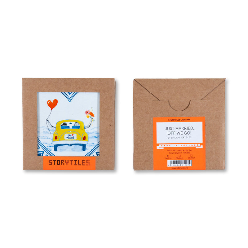 Storytiles Delft Blue Just married off we go Wandfliese S 10x10 cm