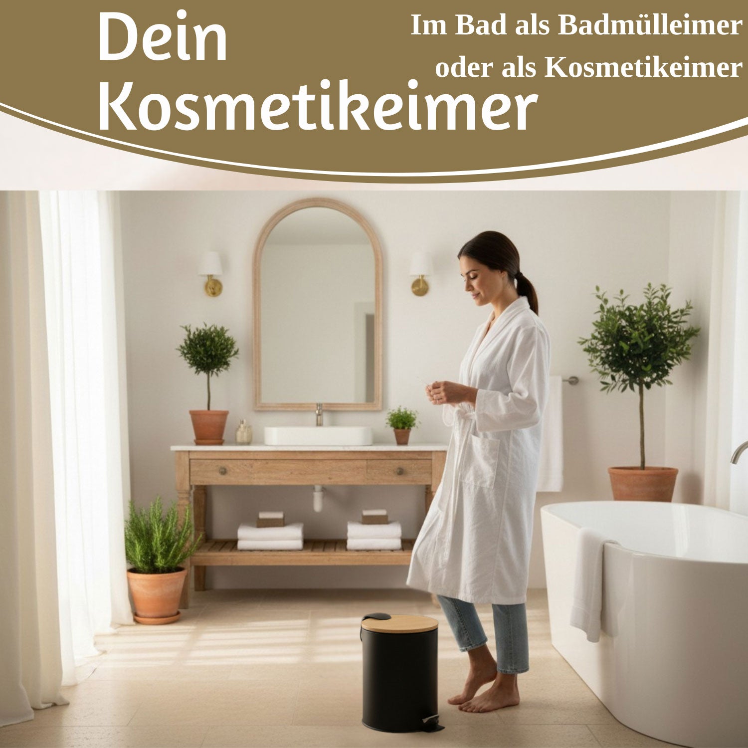 LS-LebenStil Tretmülleimer 3L Schwarz Rund Soft Close 24x17cm