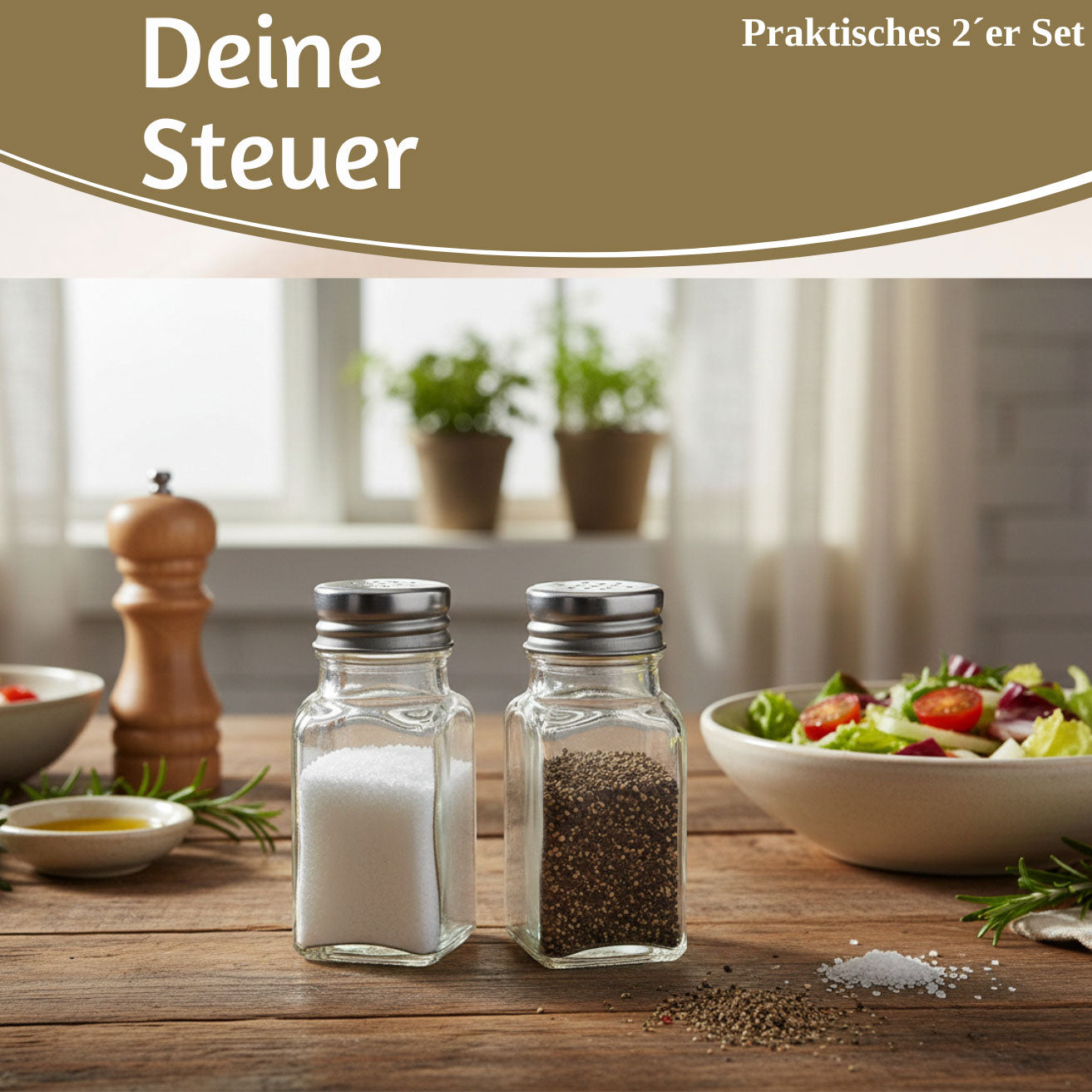LS-LebenStil Küche & Haushalt Salzstreuer Pfefferstreuer Glas 10cm 2er