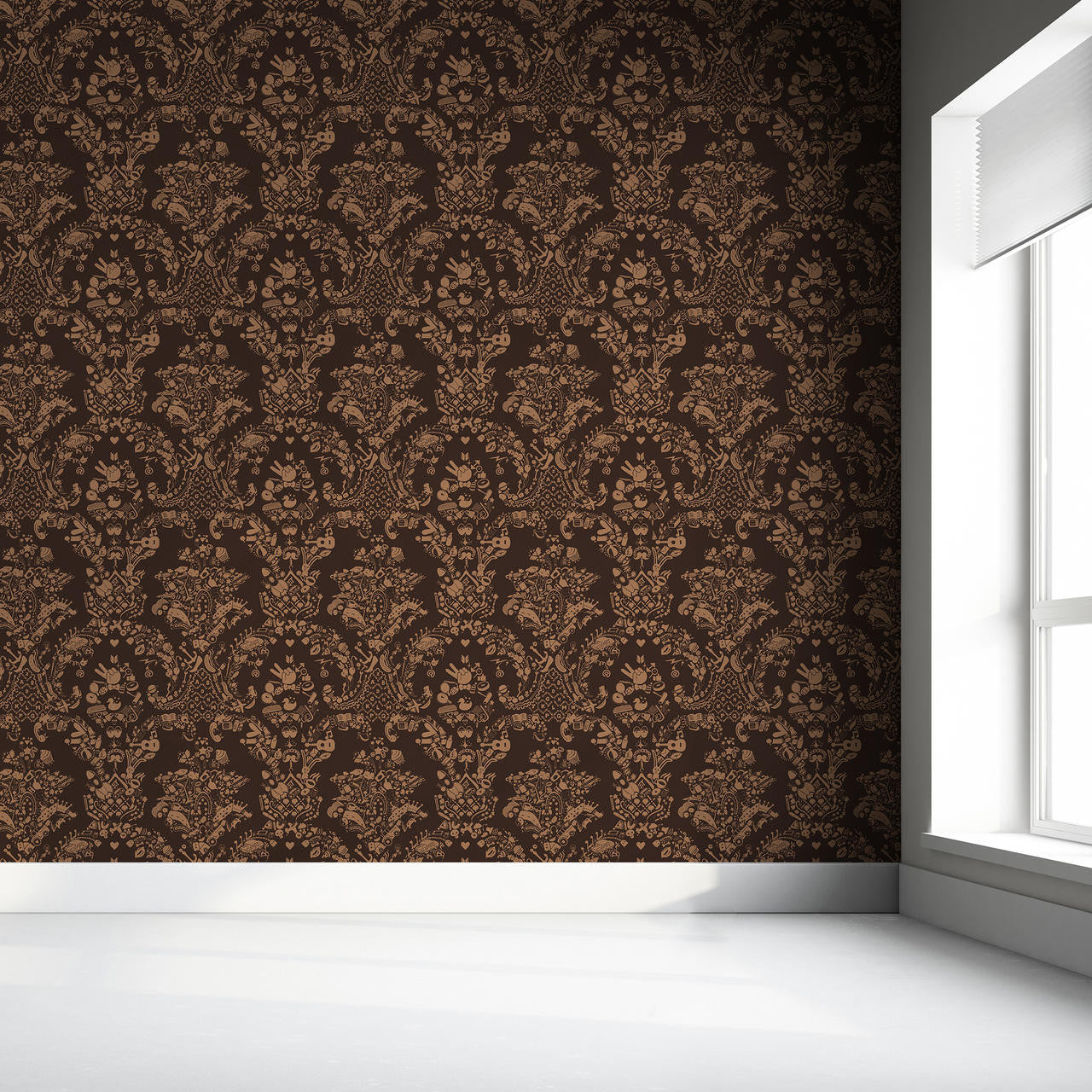 Mineheart Wallpaper New World Damask Tapete Braun Beige