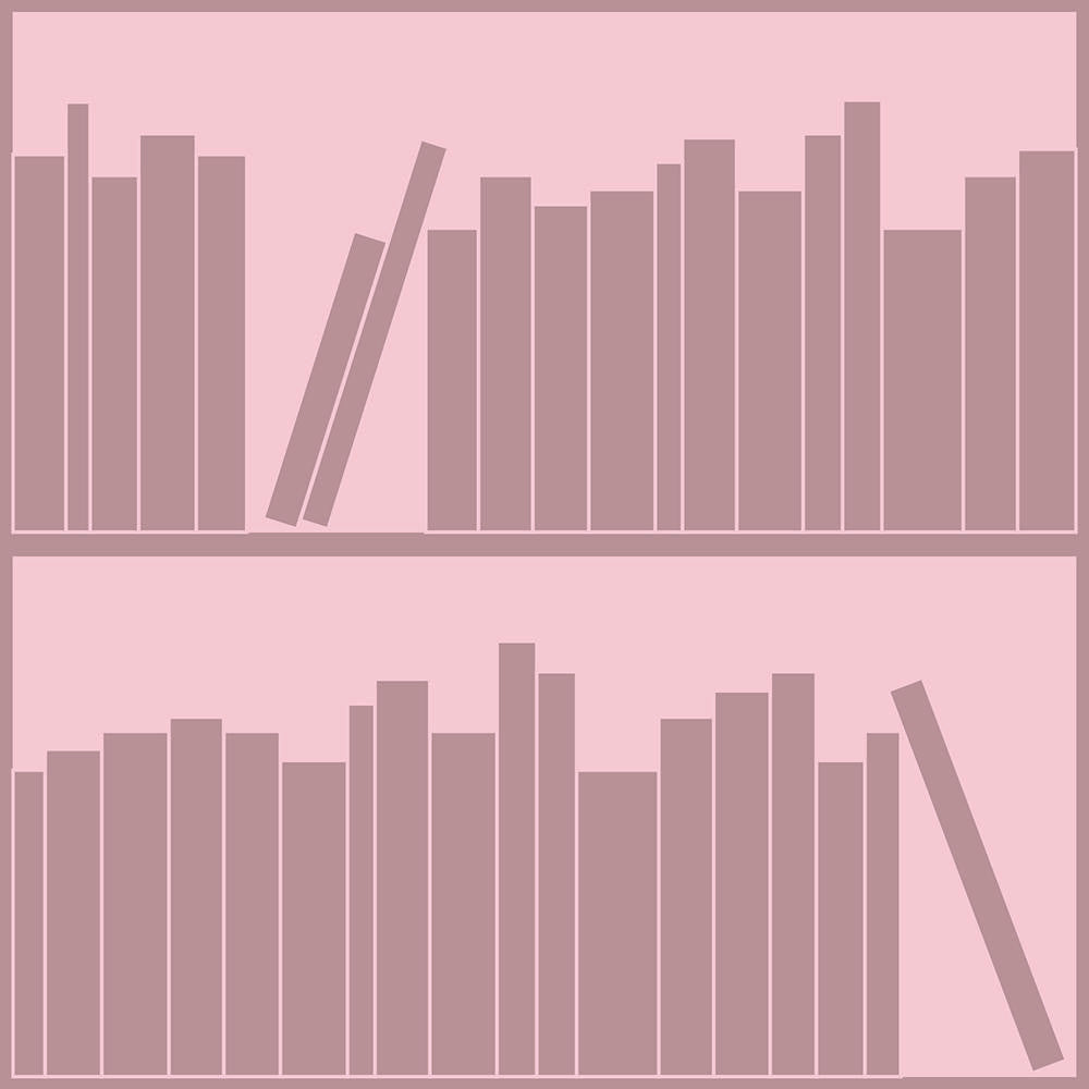 Mineheart Wallpaper Bücherregal Tapete Rosa Outline
