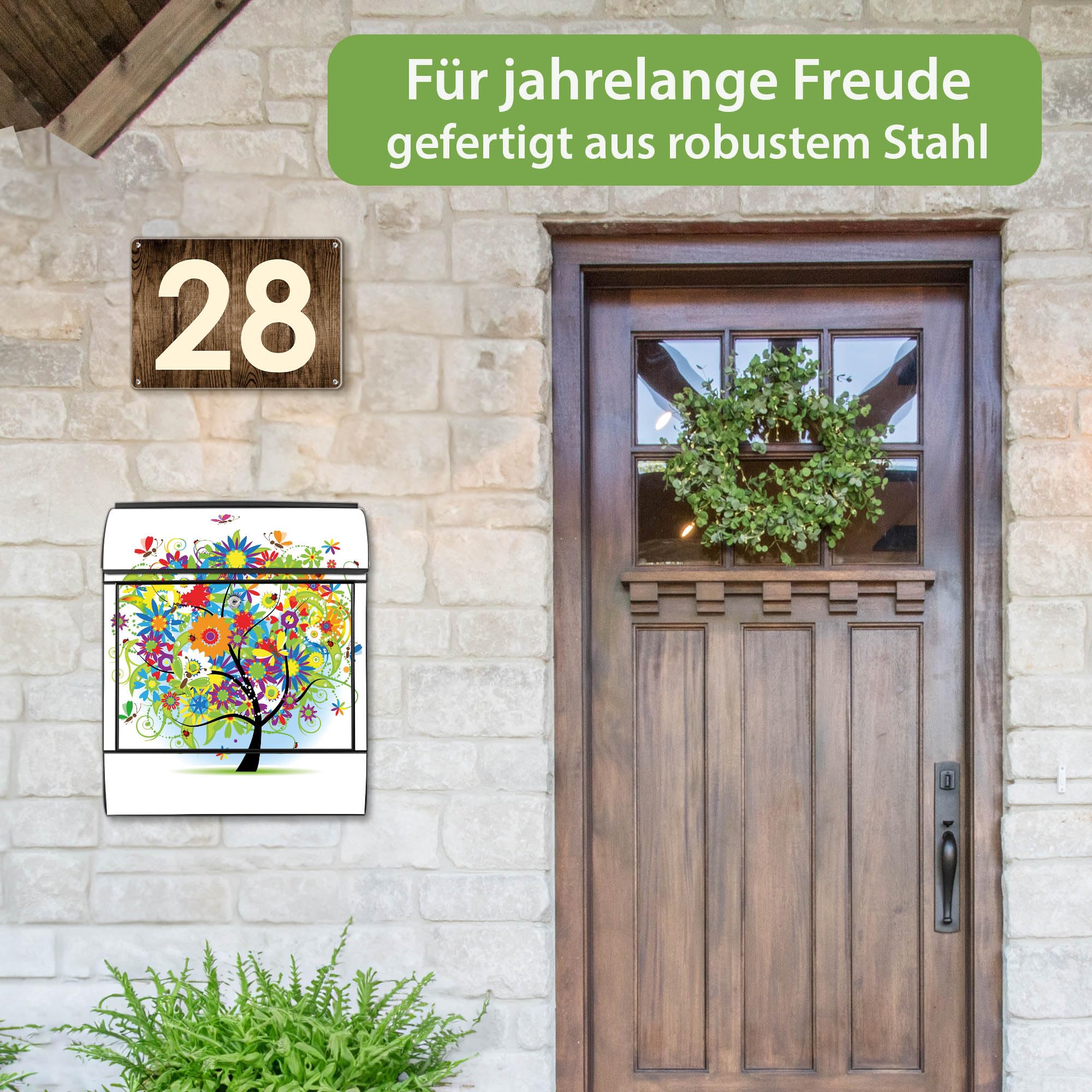 Banjado Briefkasten Märchenzauberbaum Schwarz Zeitungsfach