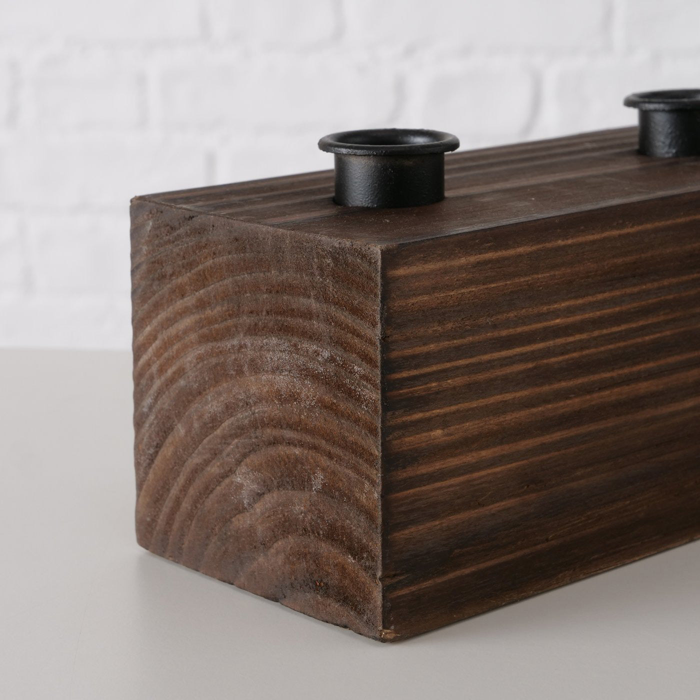 LS-LebenStil Unika Kerzenständer braun Holz 4-fach 38 cm