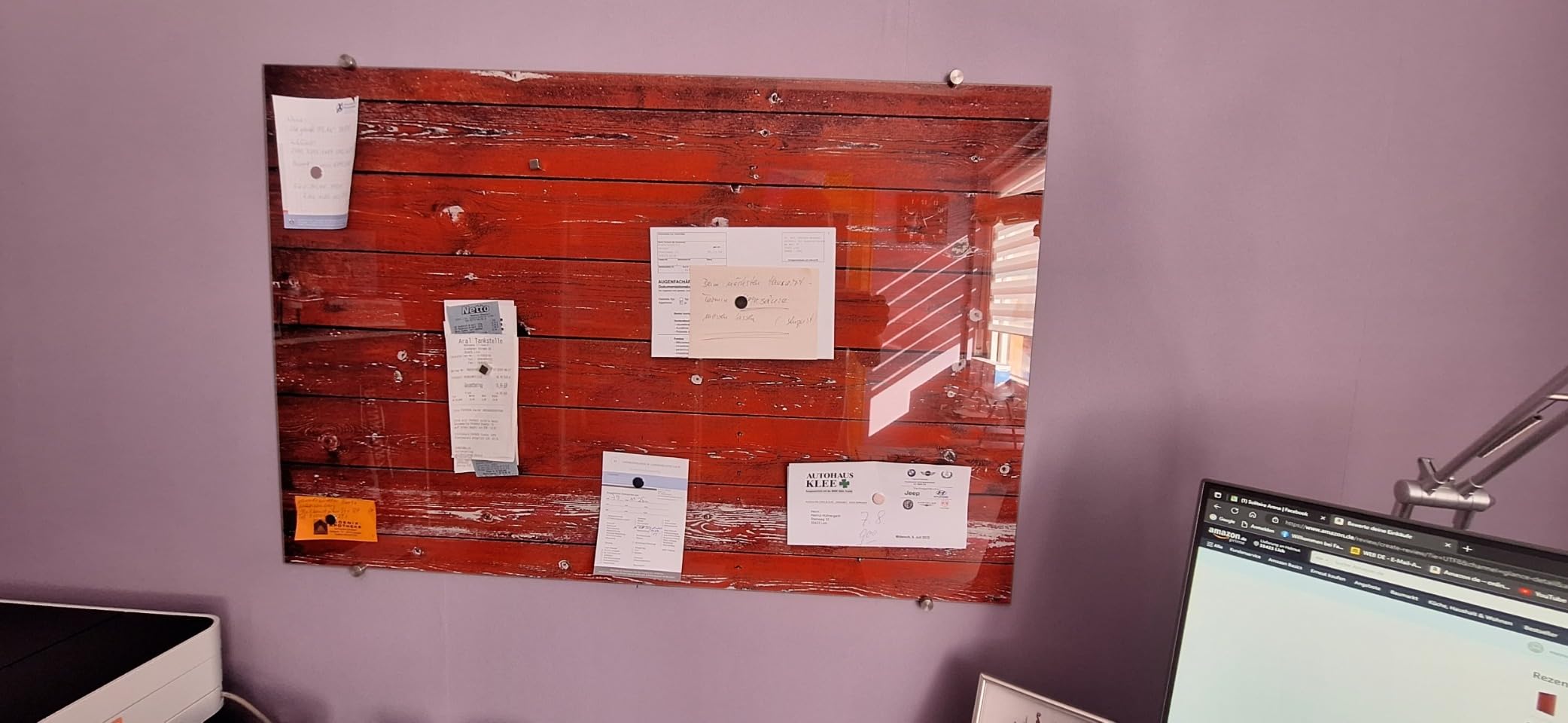 Banjado Magnettafel Glas Zwei Farben 40x60 Holzoptik beschreibbar