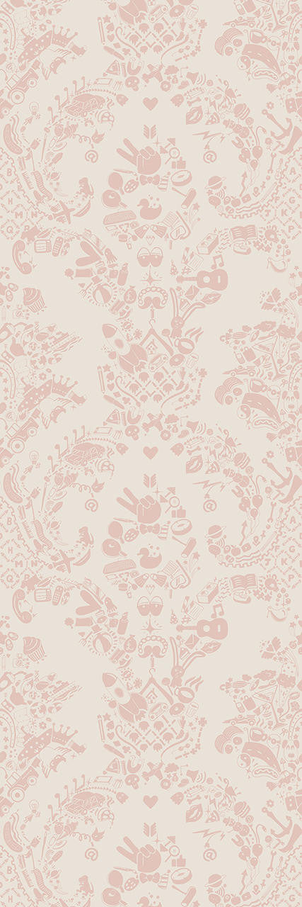 Mineheart Wallpaper New World Damask Tapete Rosa Weiß A3