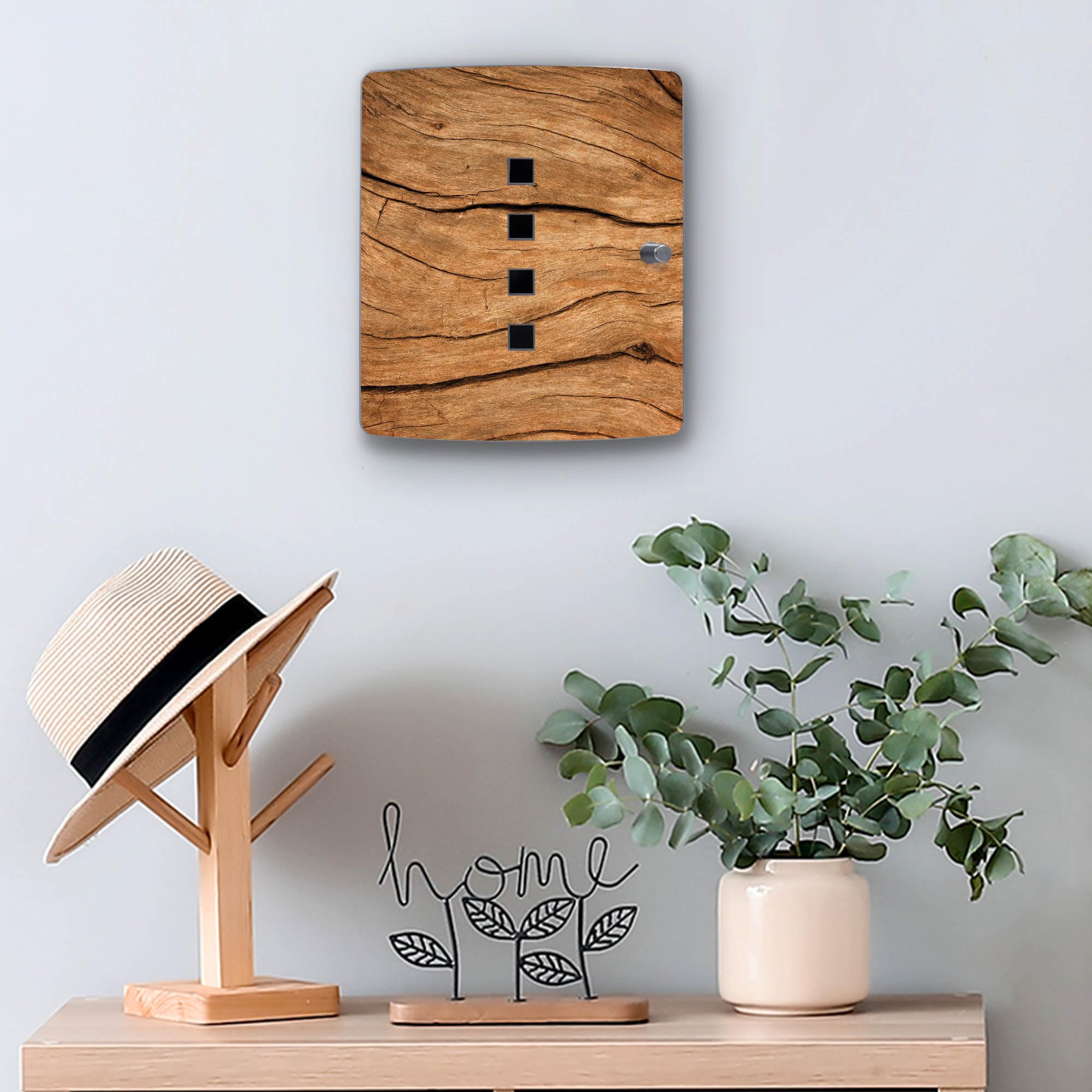 Banjado Schlüsselkasten Trockenes Holz Edelstahl 10 Haken