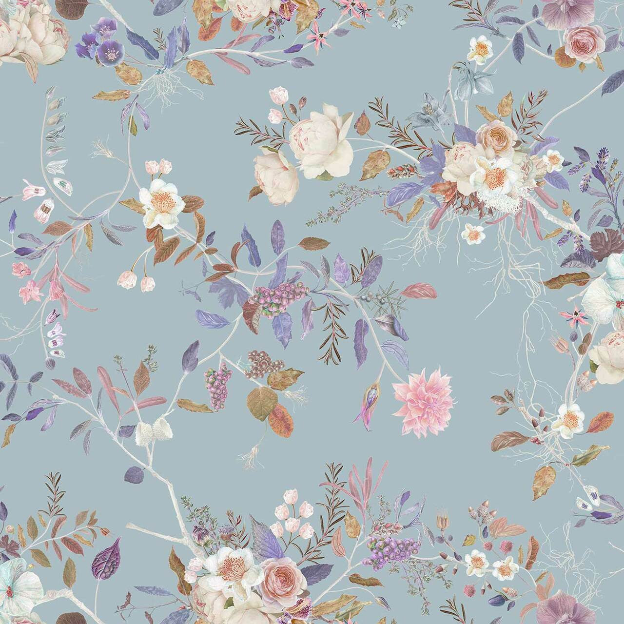 Mineheart Wildflower Tapete Duck Egg Blau Blumen