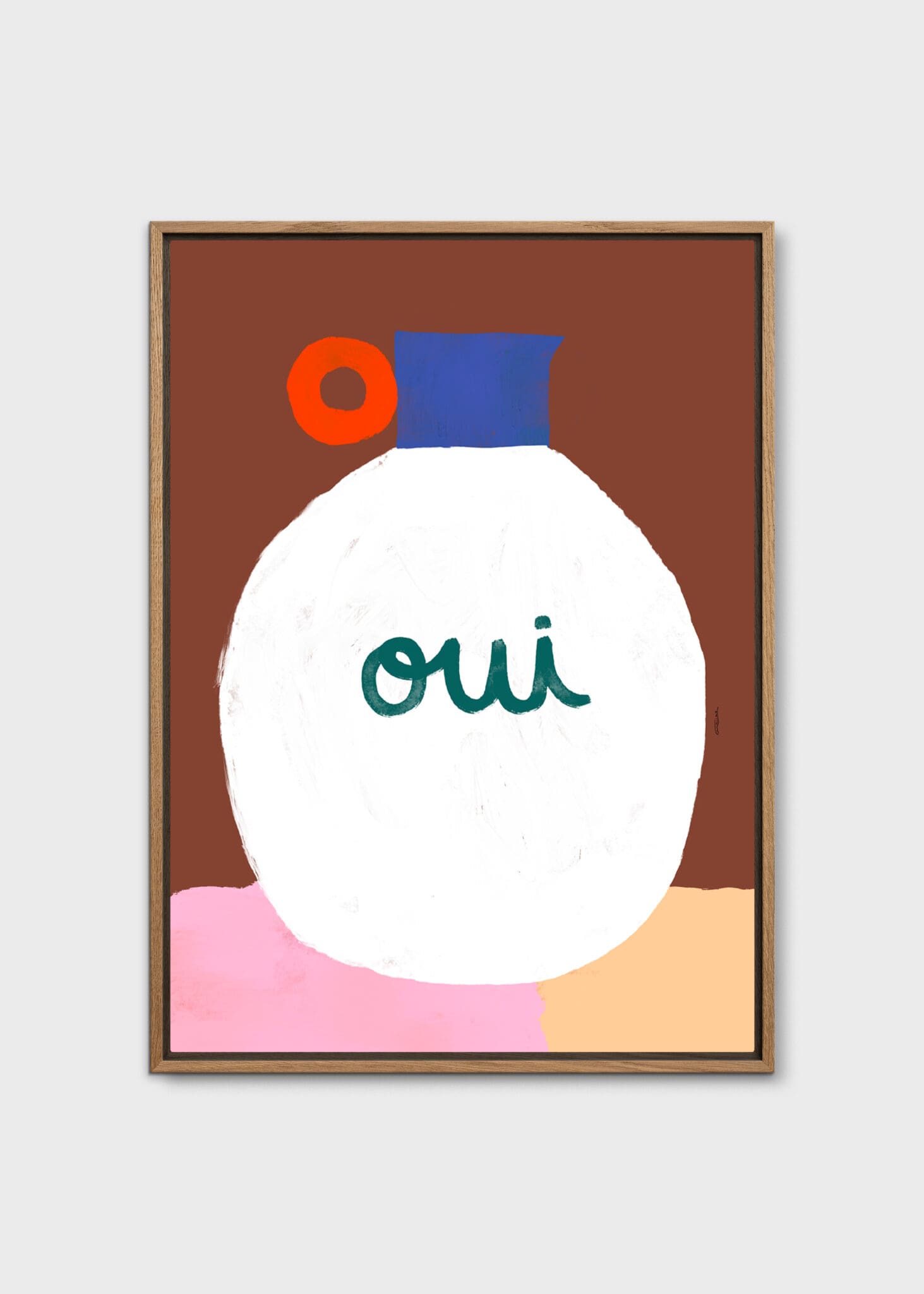 The Poster Club Art Prints Vase Oui Leinwand 30x40 cm beige