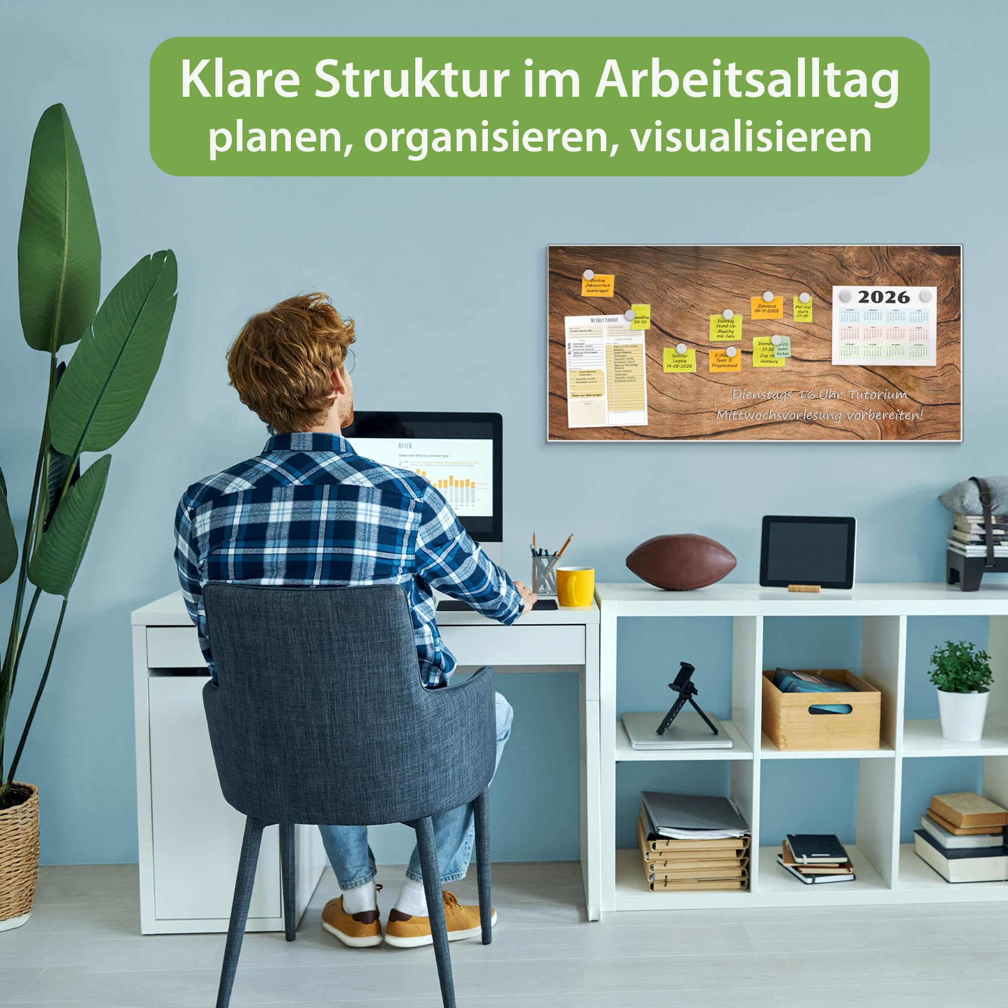 Banjado Magnettafel Metall 78x37 cm Trockenes Holz weiß beschreibbar