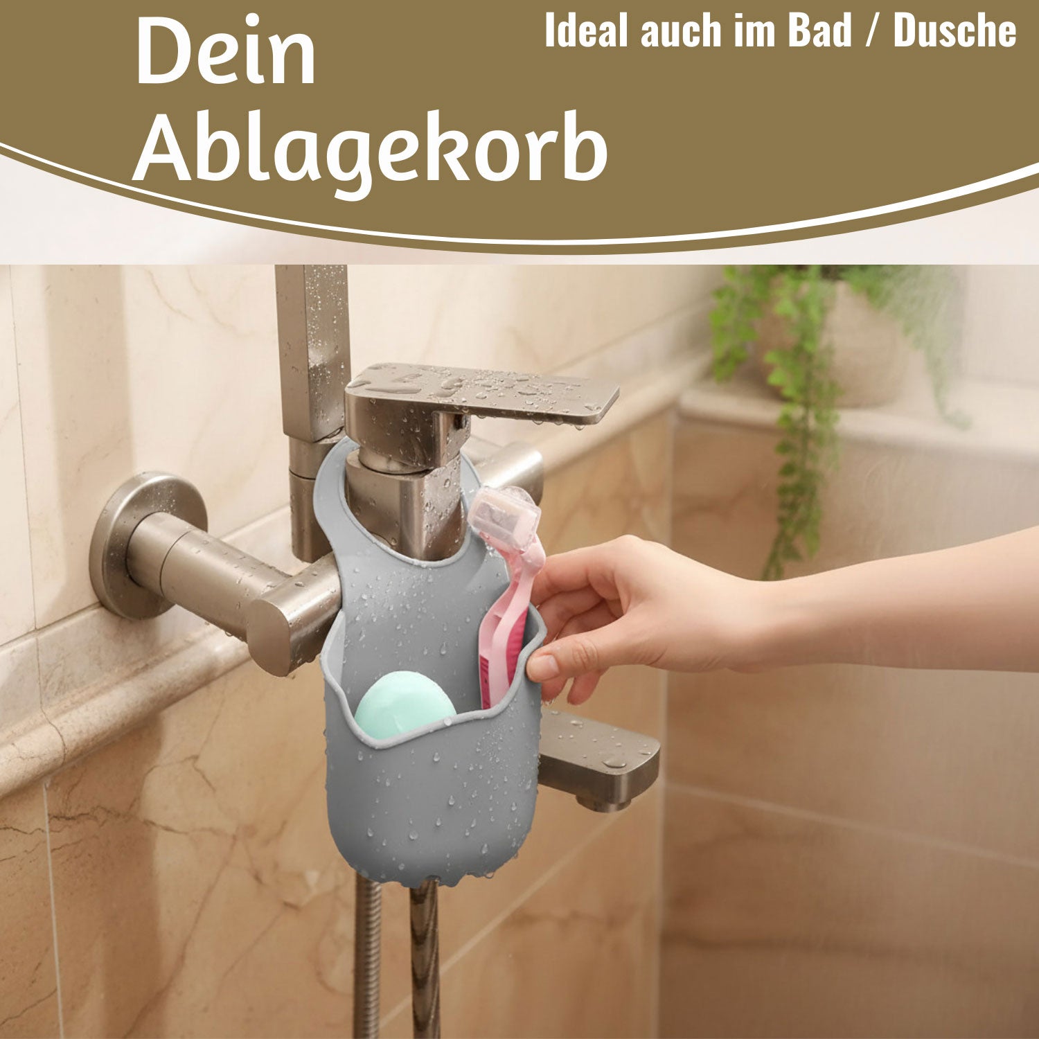 LS-LebenStil Küche Silikon Schwammhalter 2er Set Grau Wasserhahn