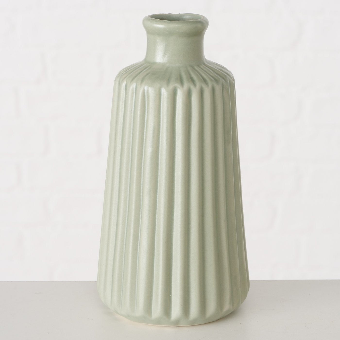 LS-LebenStil Möbel Wohnen Vase Oslo 2er Set creme grün Keramik