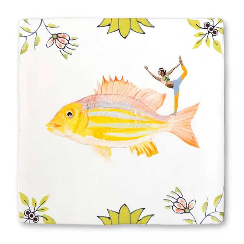 StoryTiles Delft Blue In de flow Fliese 10x10 cm Yoga