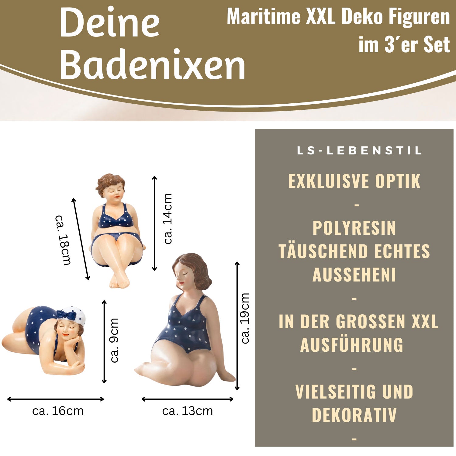 LS-LebenStil Molly Badenixe Deko Figuren 3er Set XL