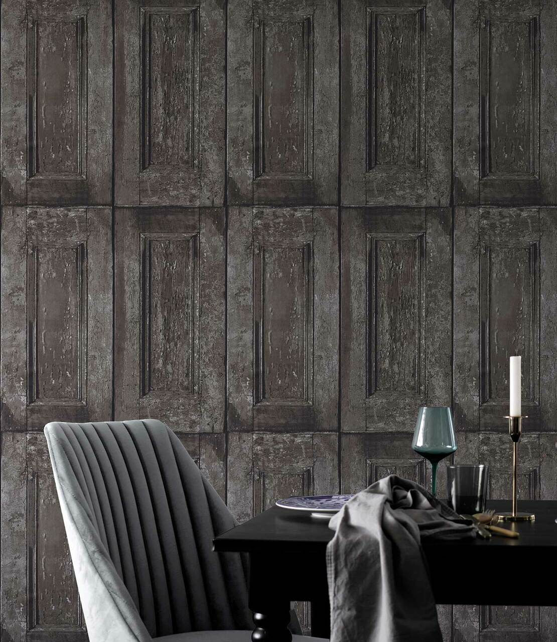 Mineheart Panelling Tapete Holzoptik Grau-Braun