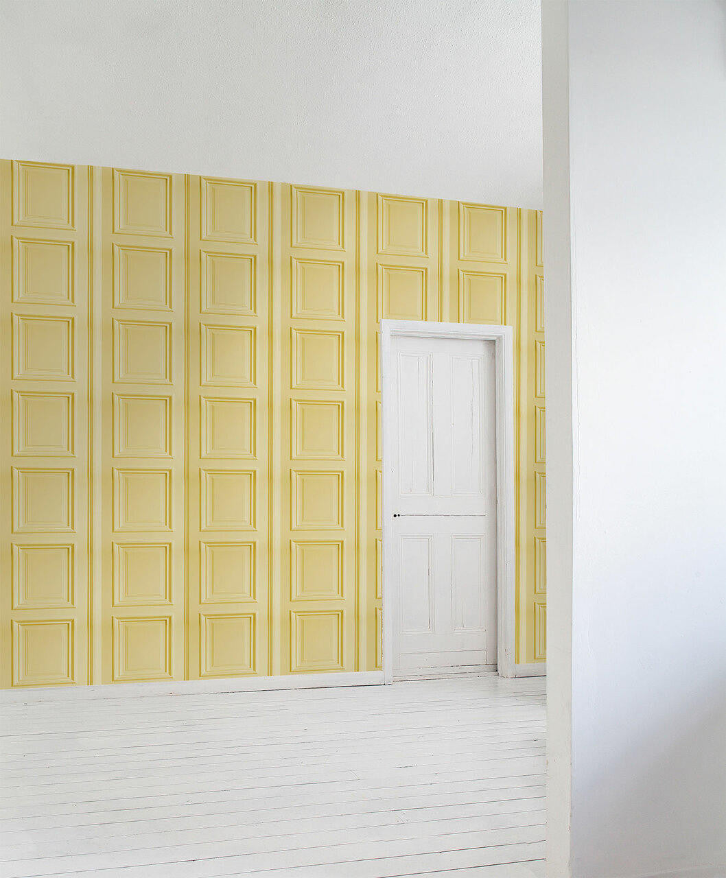 Mineheart Mustard Panelling Tapete Senfgelb Vinyl