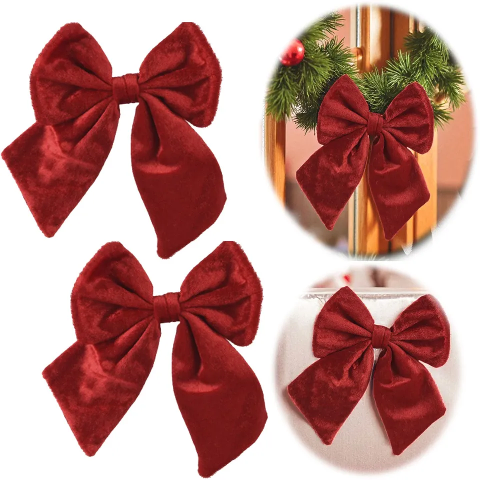 LS-LebenStil XL Weihnachtsschleife Samt Rot 2er Set 17cm