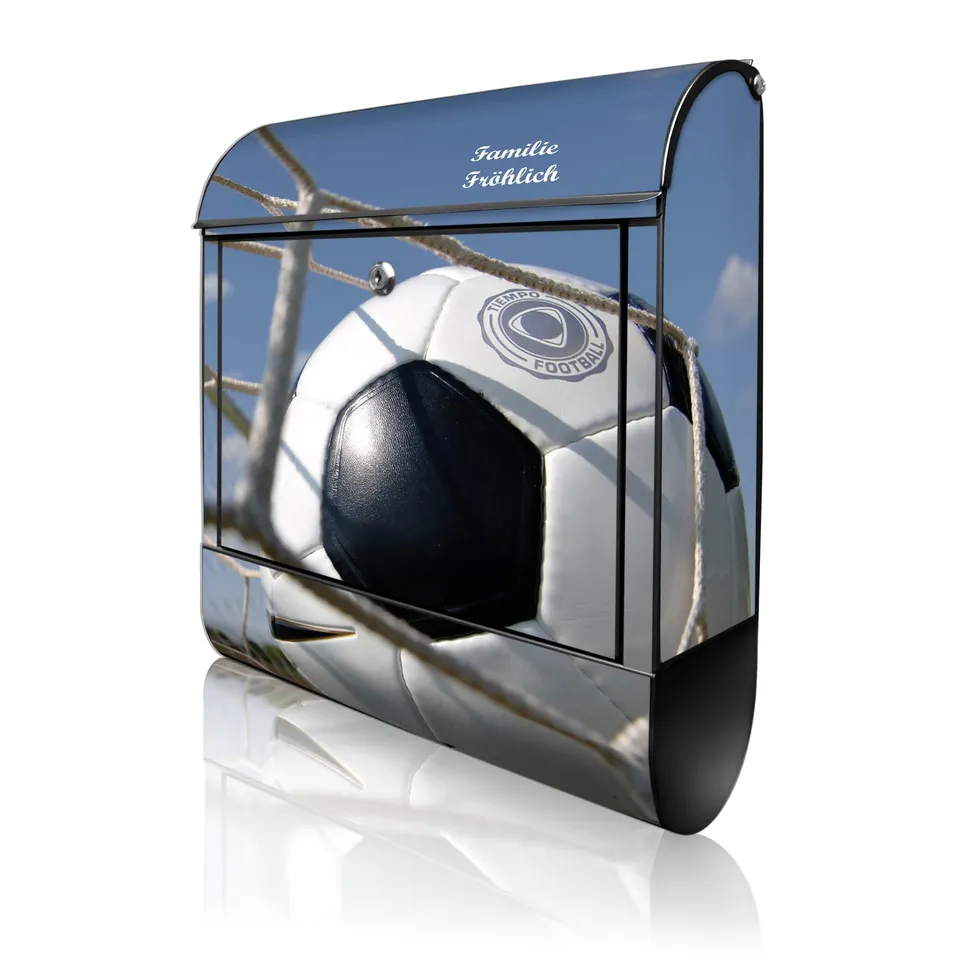 Banjado Briefkasten Fußball Postkasten Schwarz A4 Zeitungsfach