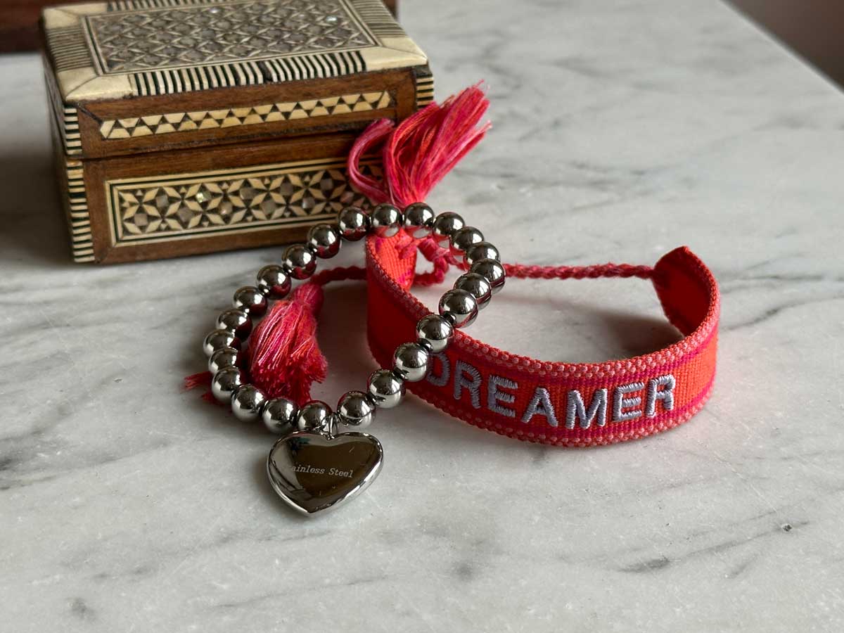 LS-LebenStil Paris Kugelarmband 17cm Herz silber elastisch