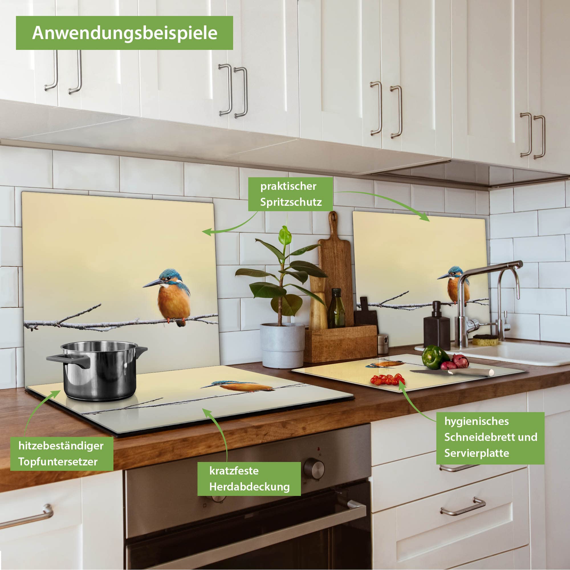 Banjado Herdabdeckplatten Pause Glas 60x52 cm Tiermotiv