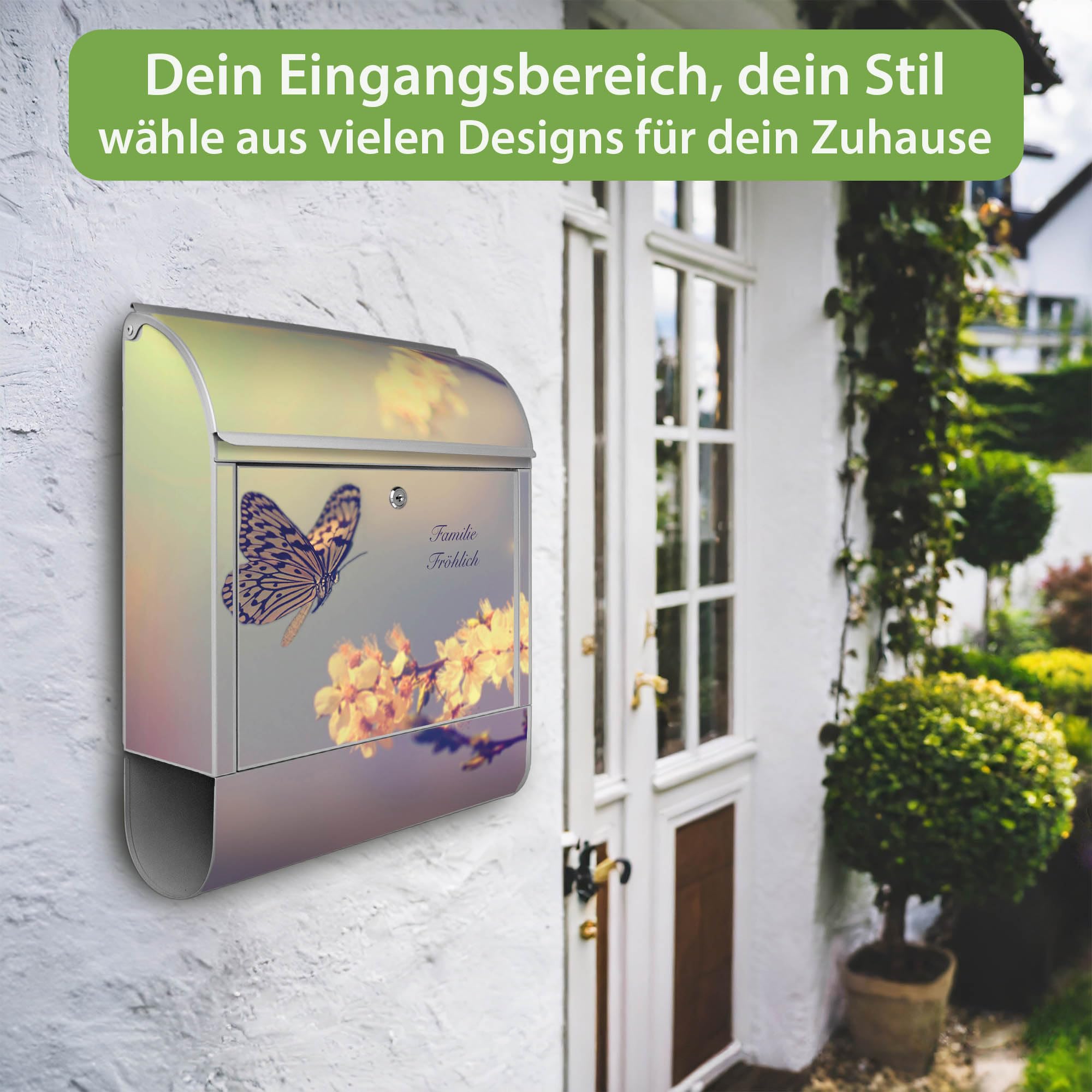 Banjado Briefkasten Tag im Mai Silber mit Zeitungsfach