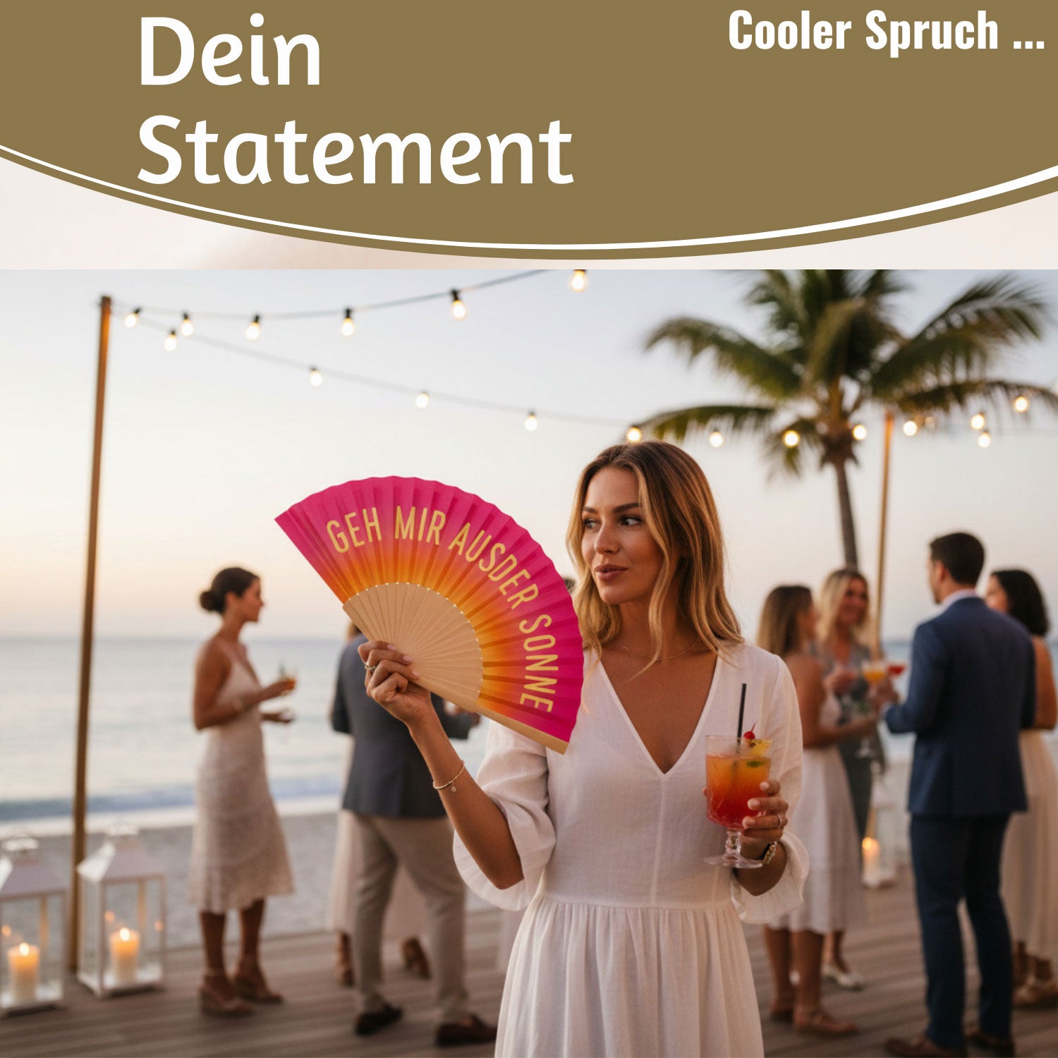LS-LebenStil Handfächer Holz Pink 42cm faltbar