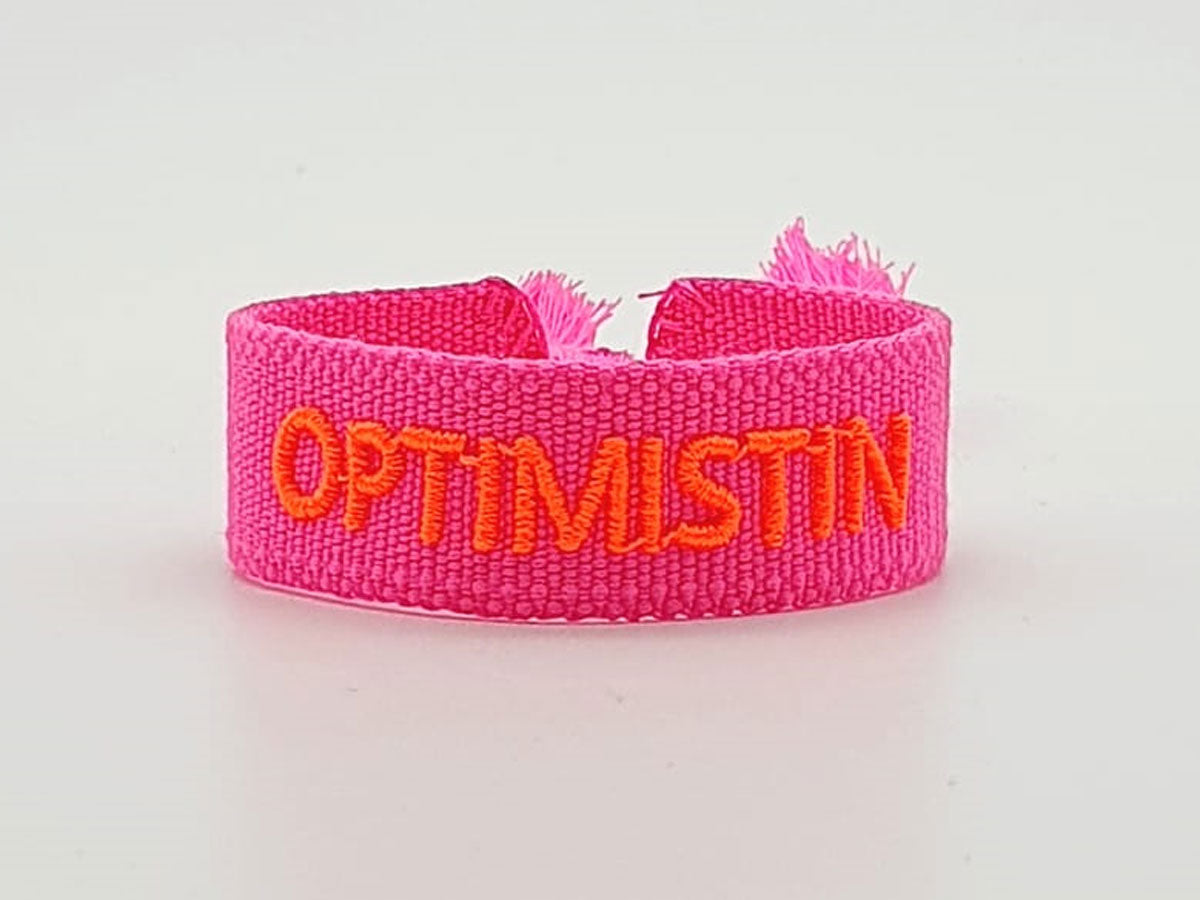 LS-LebenStil Uhren Armband Optimistin Neon Pink Orange Canvas