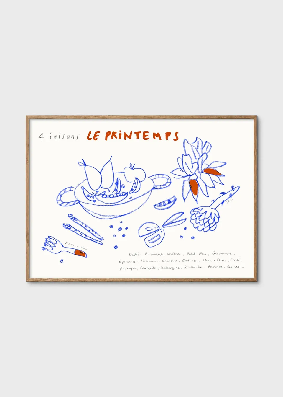 The Poster Club Art Prints Le Printemps Poster 30x40 cm Blau-Rot