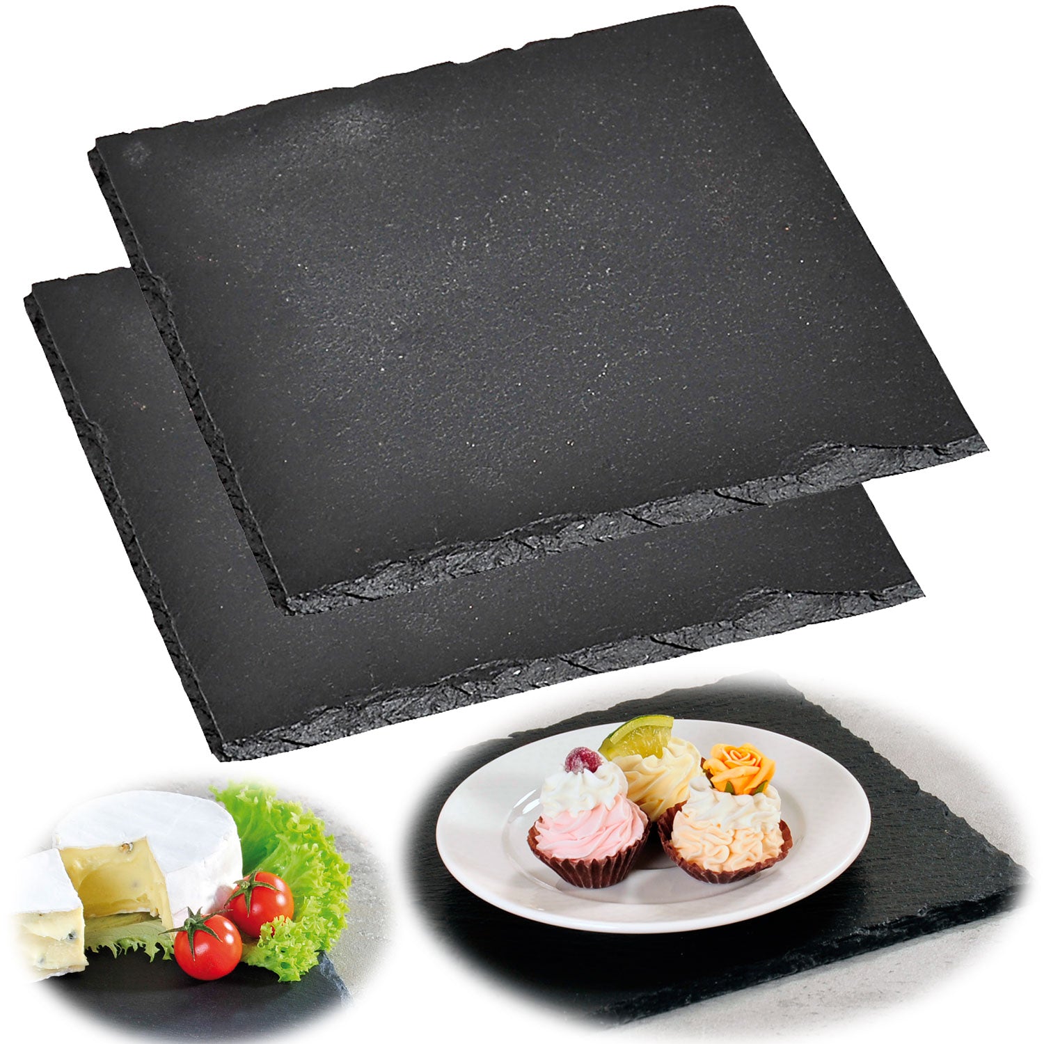 LS-LebenStil Küche & Haushalt Schieferplatte 20x20cm 2er Set Platte