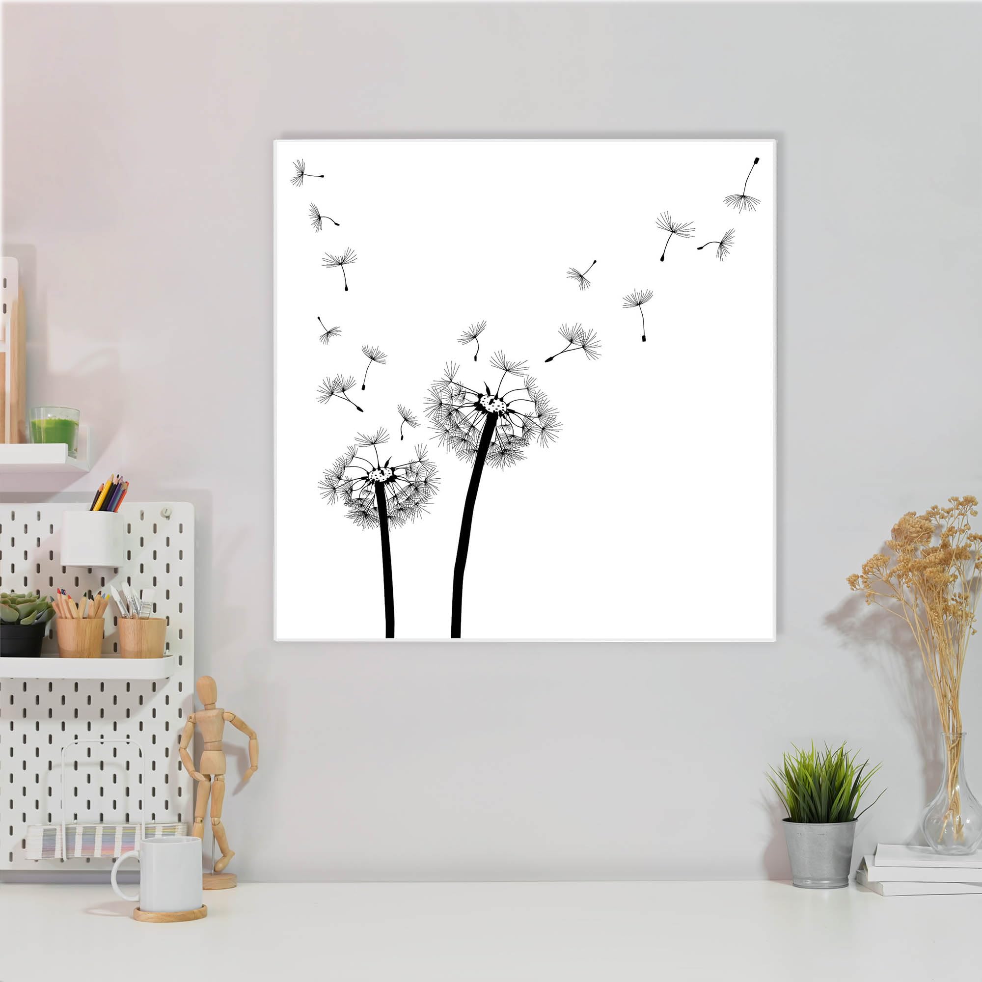 Banjado Magnettafel Pusteblume 2 Magnetwand 50x50cm beschreibbar