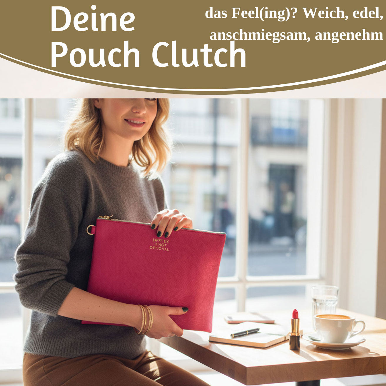LS-LebenStil Shopper Stella Pink XL 30cm Clutch Handtasche
