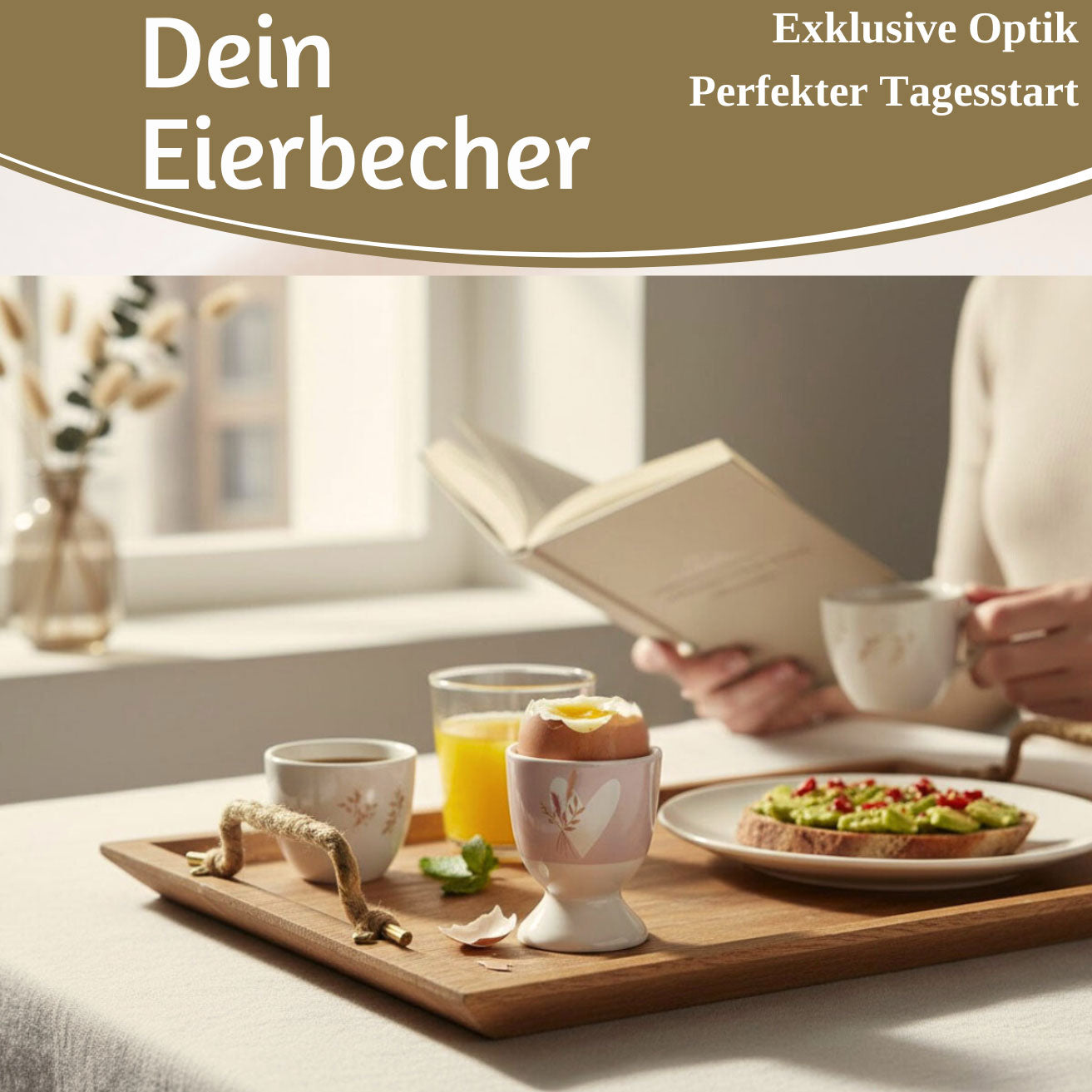 LS-LebenStil Eierbecher Echt-Gold Herz mit Strauß 6 cm
