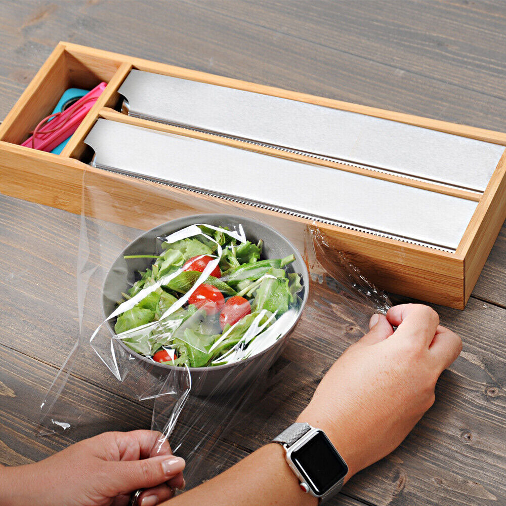 LS-LebenStil Küche Folienspender Bambus 3-fach 39,5cm Schneider