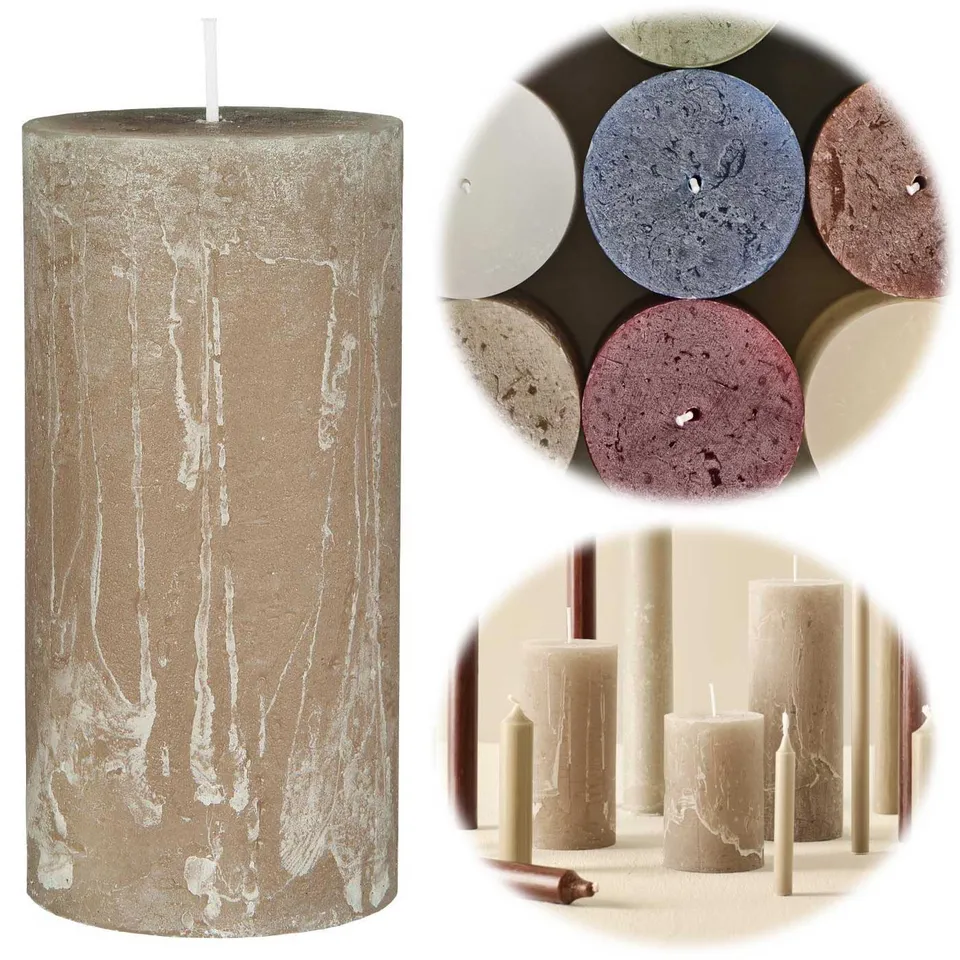 LS-LebenStil Möbel Wohnen Ribe Stumpenkerze Beige 14cm