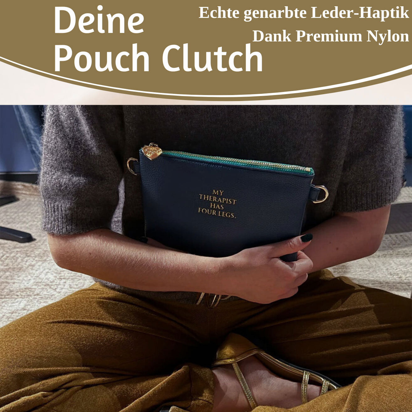 LS-LebenStil Lia Clutch Navy Blau 22cm PU-Leder