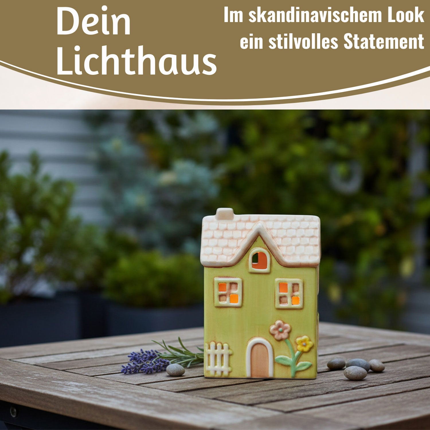 LS-LebenStil Nyhavn Lichthaus Keramik grün 19 cm