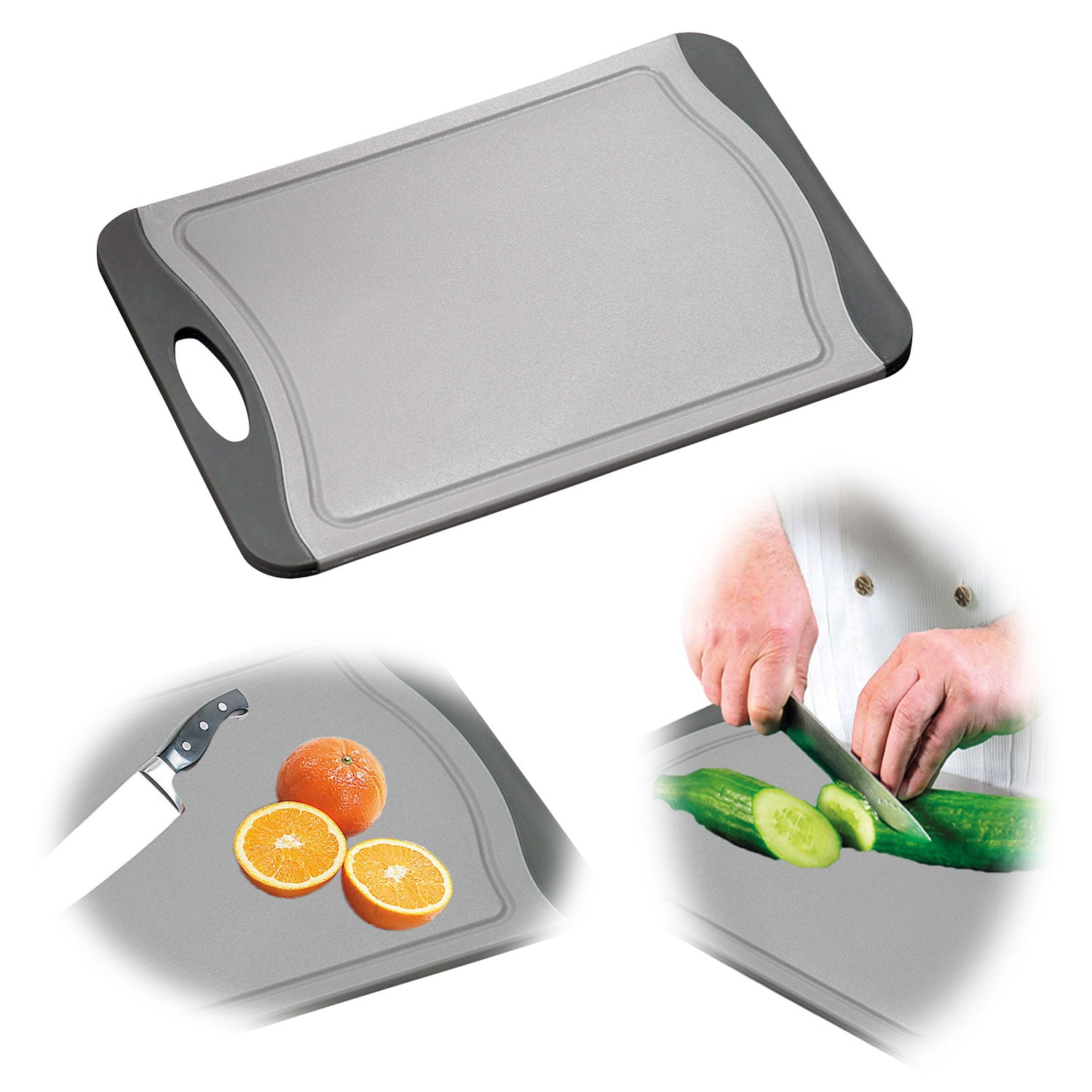 LS-LebenStil Küche & Haushalt Tranchierbrett 23cm Schneidebrett Grau