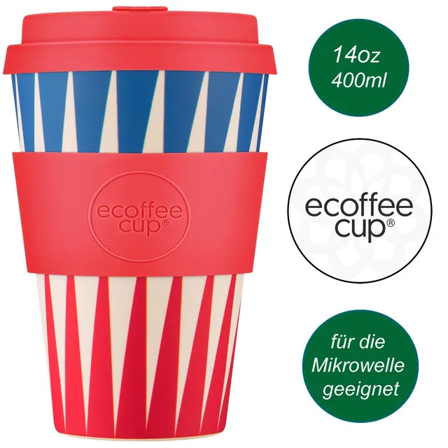 Ecoffee Cup Dale Buggins Kaffeebecher Blau Weiß Rot 400ml