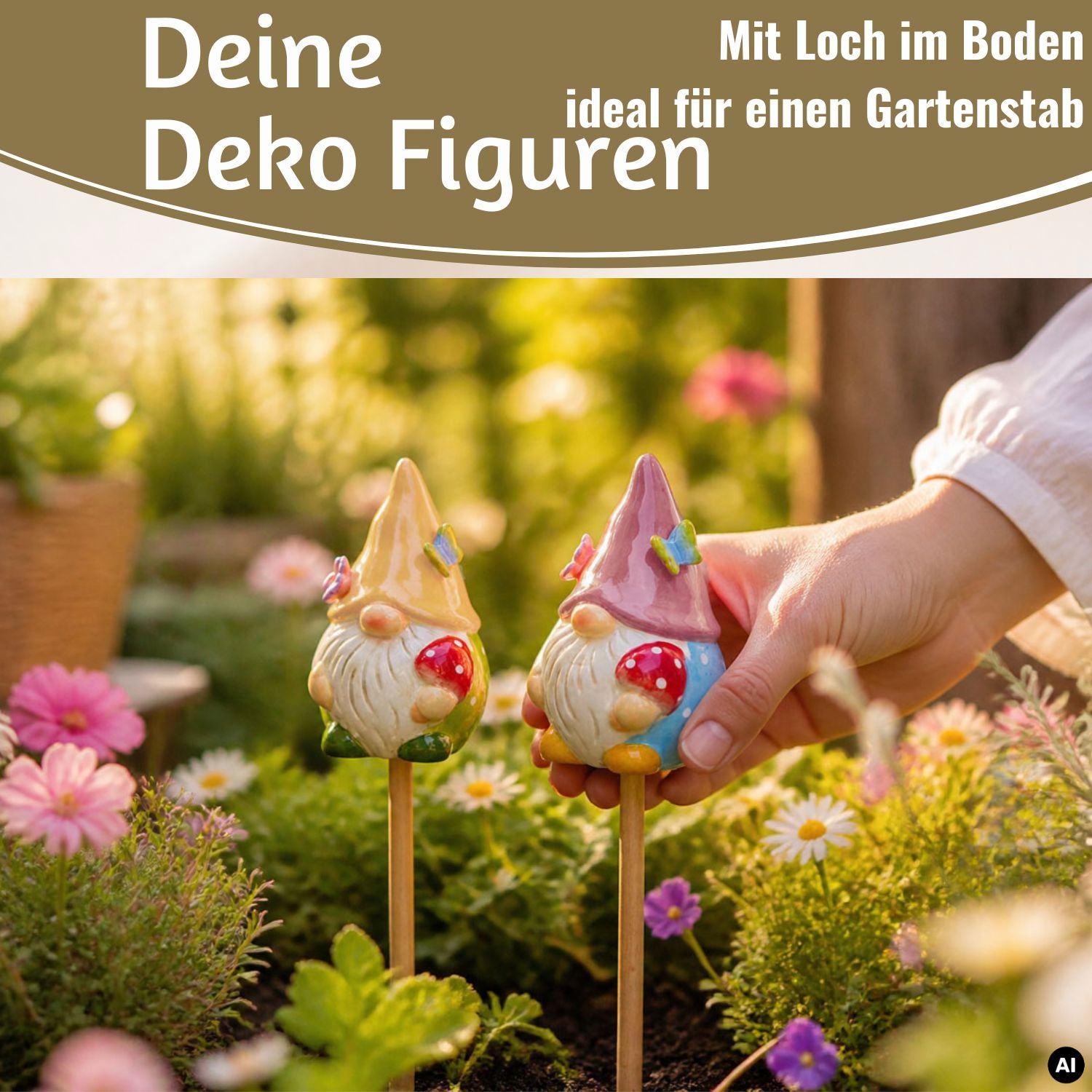 LS-LebenStil Wichtel Deko-Figuren 2er Set 11 cm Garten