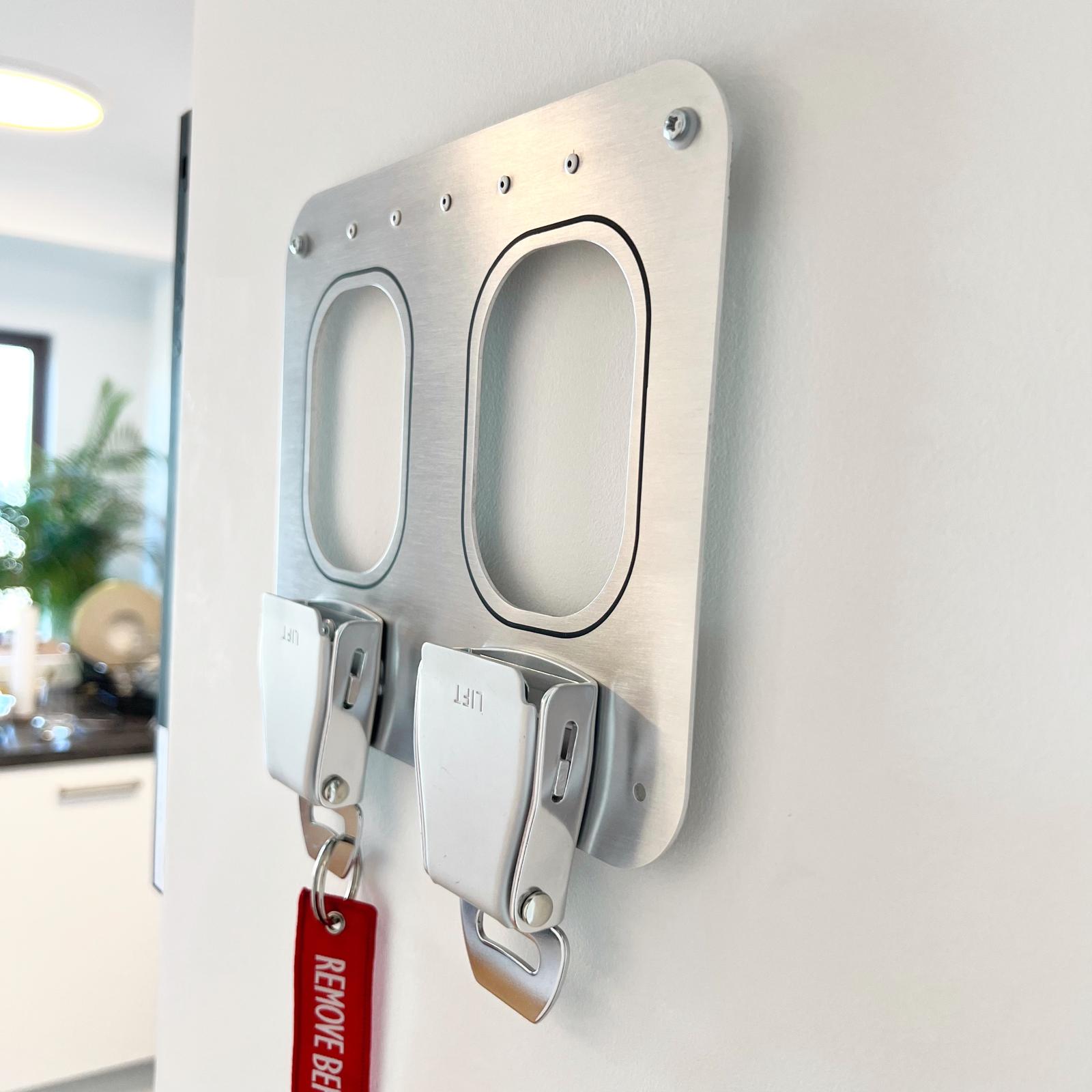aircraftwindows Key Holder 2er Schlüsselbrett Alu Gurtschnalle Standard